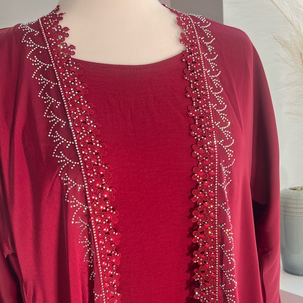 Elegant maroon Embellished abaya
